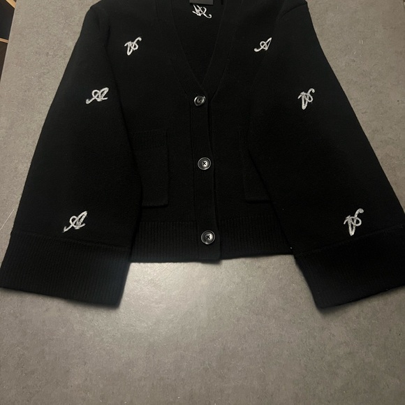 Axel Arigato Black Cardigan with White Signature Embroidery - Picture 5 of 7